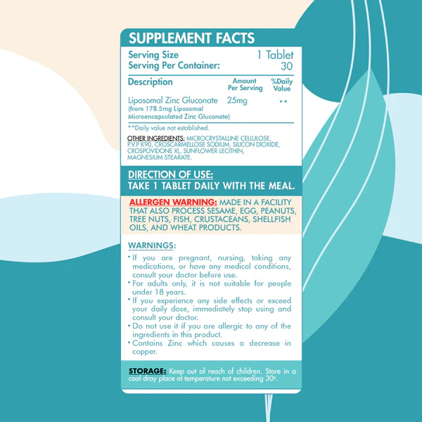 Liposomal Zinc Gluconate-30Serv.-30Tablets - Image 3